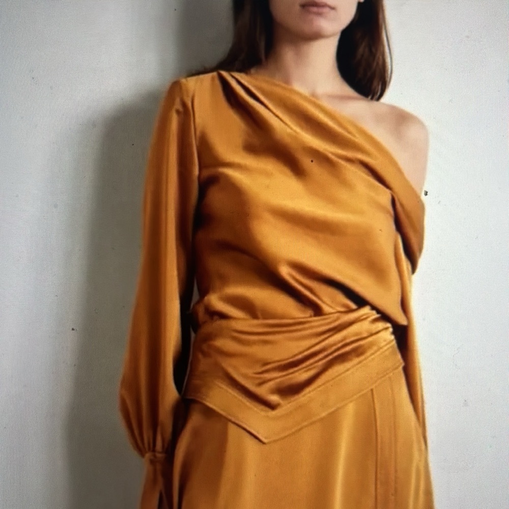 Jonathan Simkhai Gold One-Shoulder Top